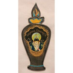 Vtg Handmade Soyons Discrets Perfume Advertising Tile Wall Decor